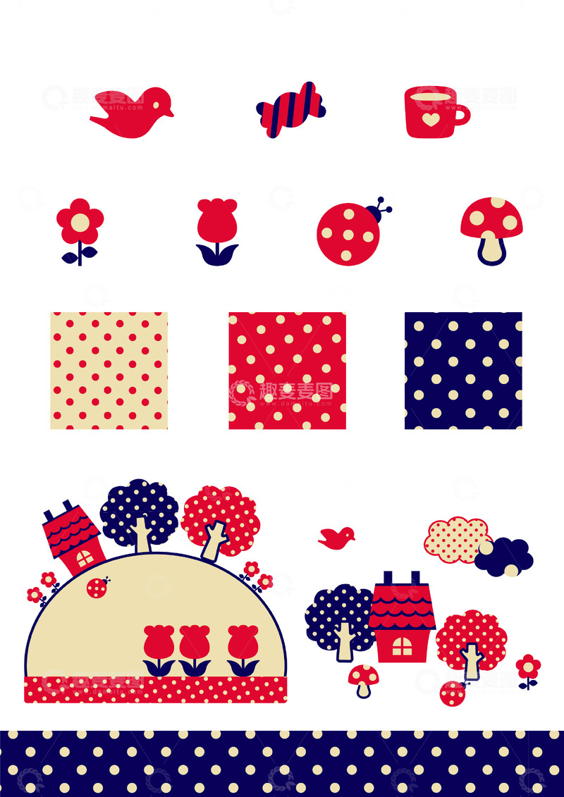 源文件下载【趣麦麦图】可爱卡通田园风光图案设计素材