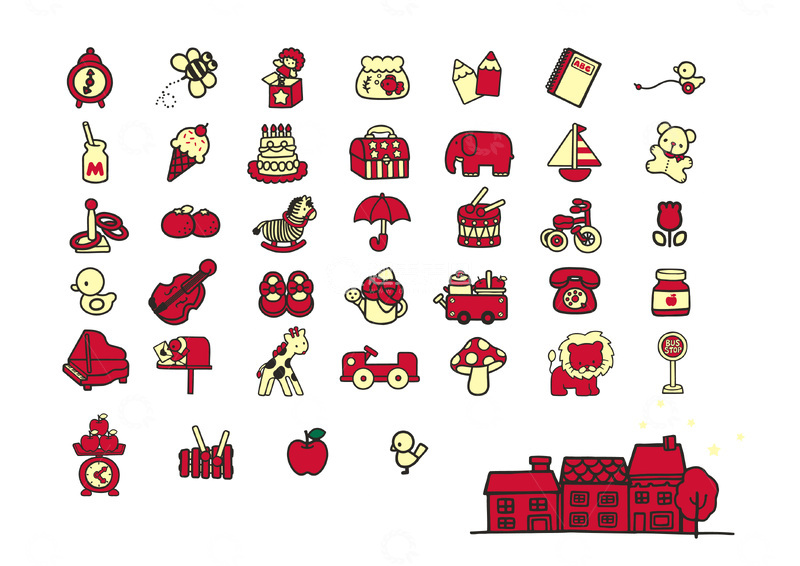 源文件下载【趣麦麦图】卡通风格节日元素插画设计素材