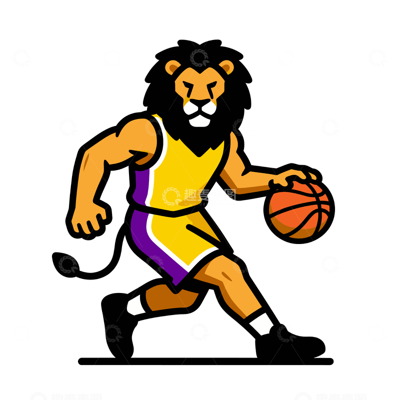 源文件下载【趣麦麦图】卡通狮子篮球运动员