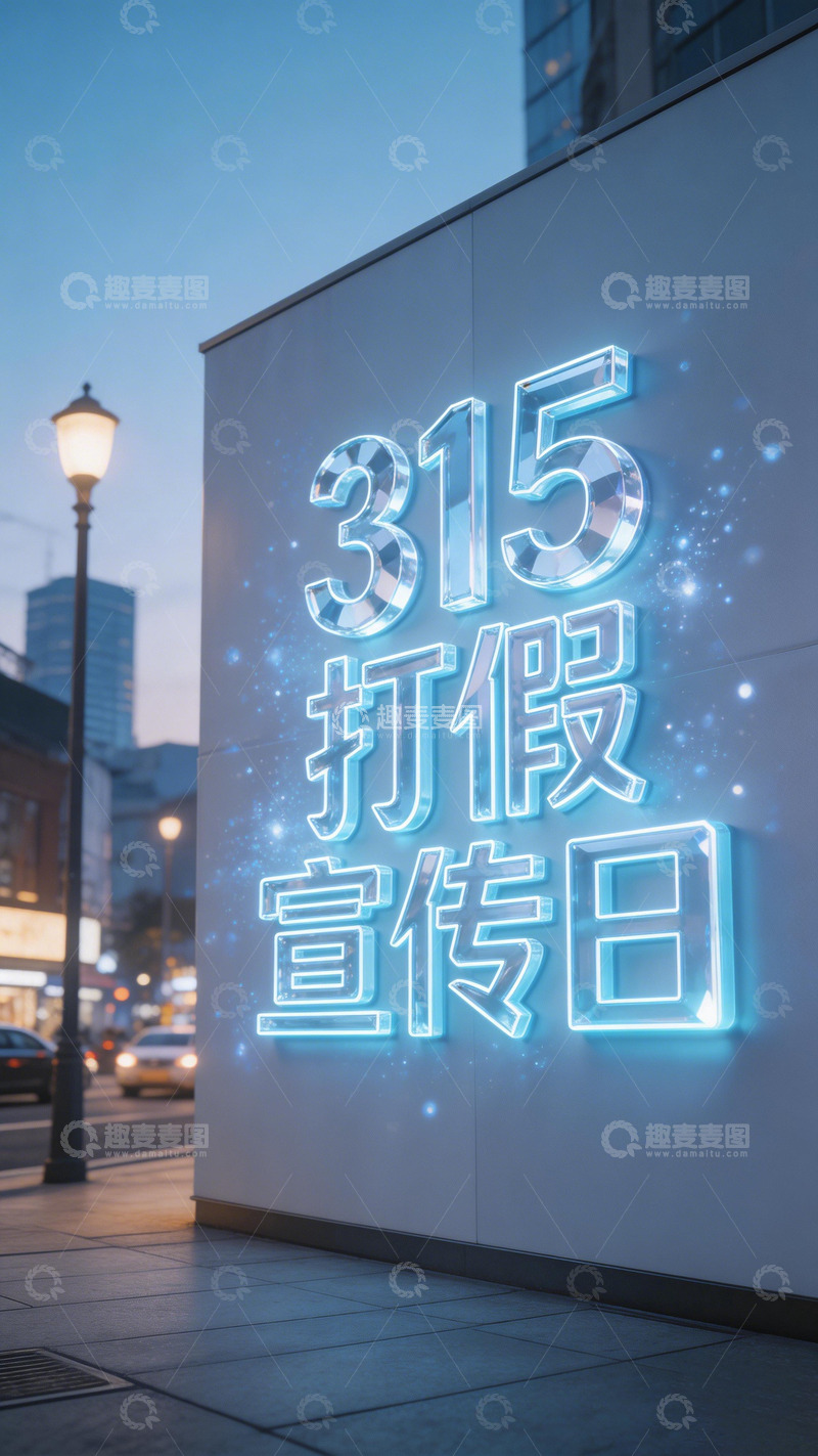 高清大图下载【趣麦麦图】霓虹灯315打假宣传日城市街景