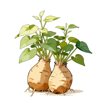 手绘风红薯植物插画