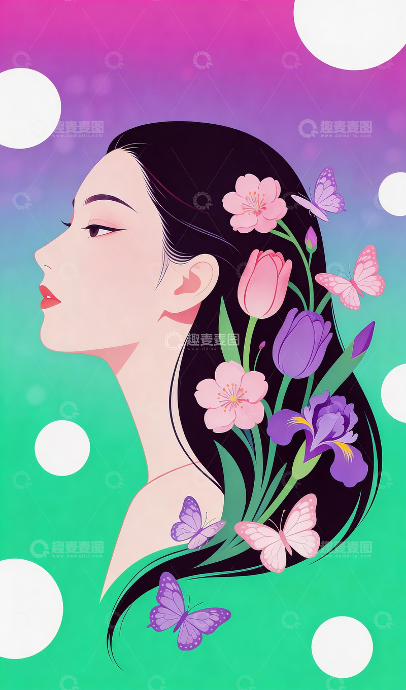 高清大图下载【趣麦麦图】女性主题唯美插画4