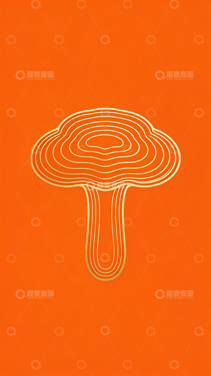 高清大图下载【趣麦麦图】简约线条蘑菇图案设计