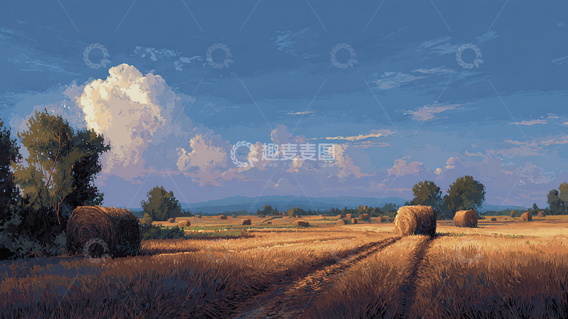 高清大图下载【趣麦麦图】乡村麦田的金色岁月