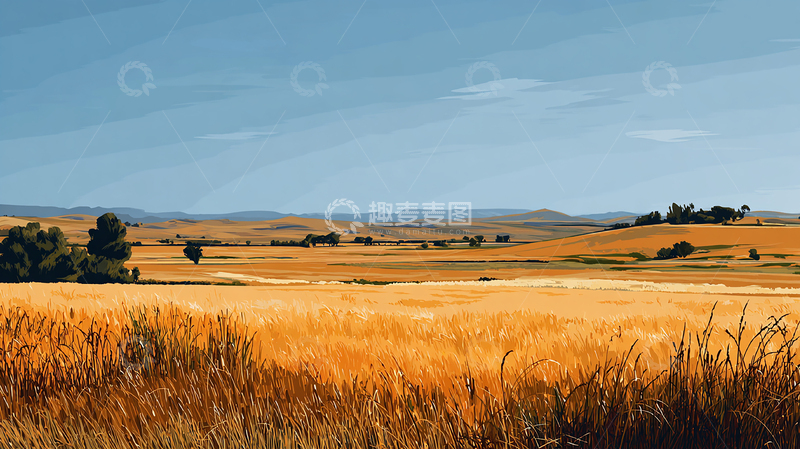 高清大图下载【趣麦麦图】金色麦田的广阔视野