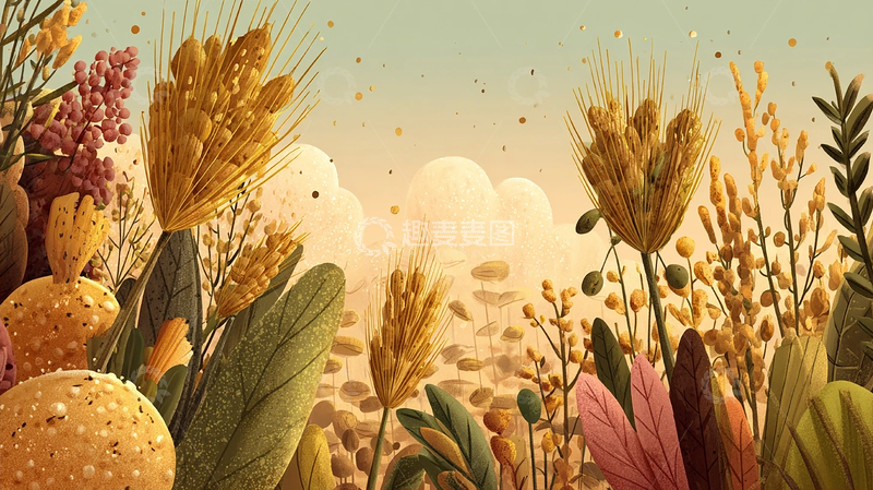 高清大图下载【趣麦麦图】梦幻金色植物海洋