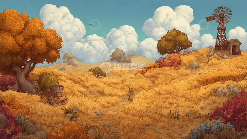 高清大图下载【趣麦麦图】金秋麦田的宁静时光