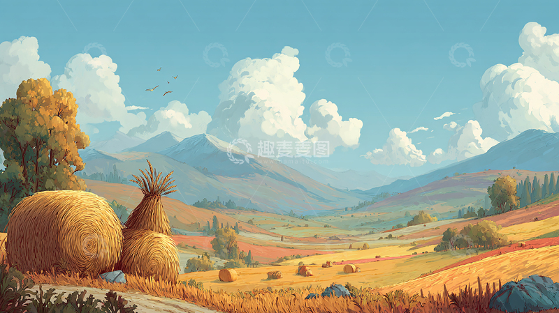 高清大图下载【趣麦麦图】山间田园的暖色调