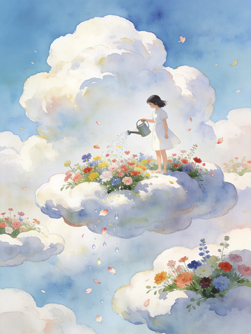水彩晕染高定插画