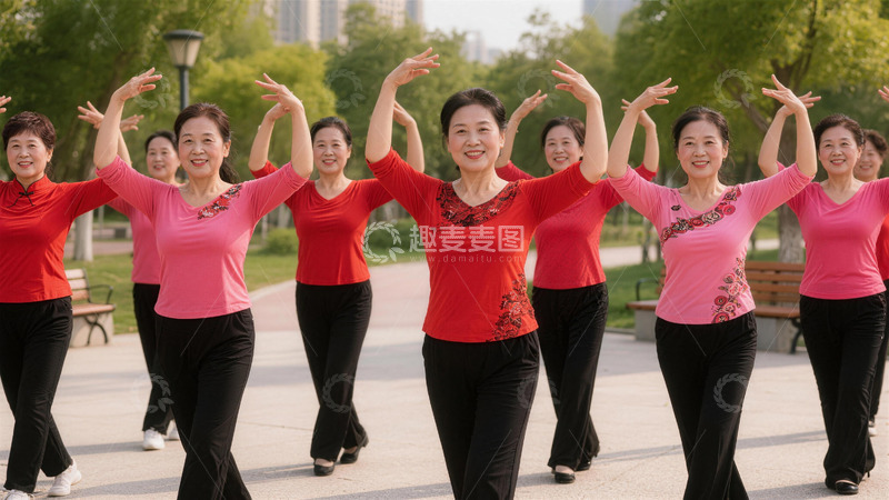 高清大图下载【趣麦麦图】公园广场舞集体活动