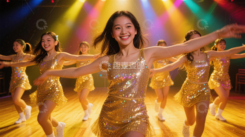高清大图下载【趣麦麦图】金色舞裙舞蹈表演舞台摄影