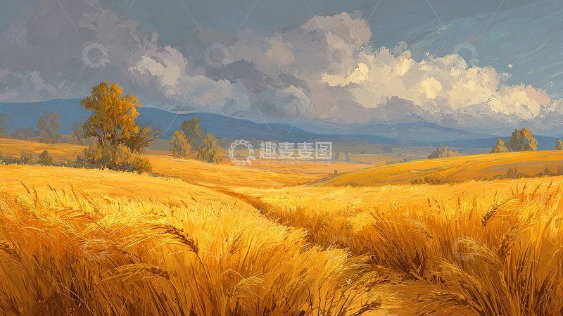高清大图下载【趣麦麦图】金黄麦浪随风起舞