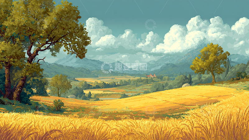 高清大图下载【趣麦麦图】山水之间的田园画卷