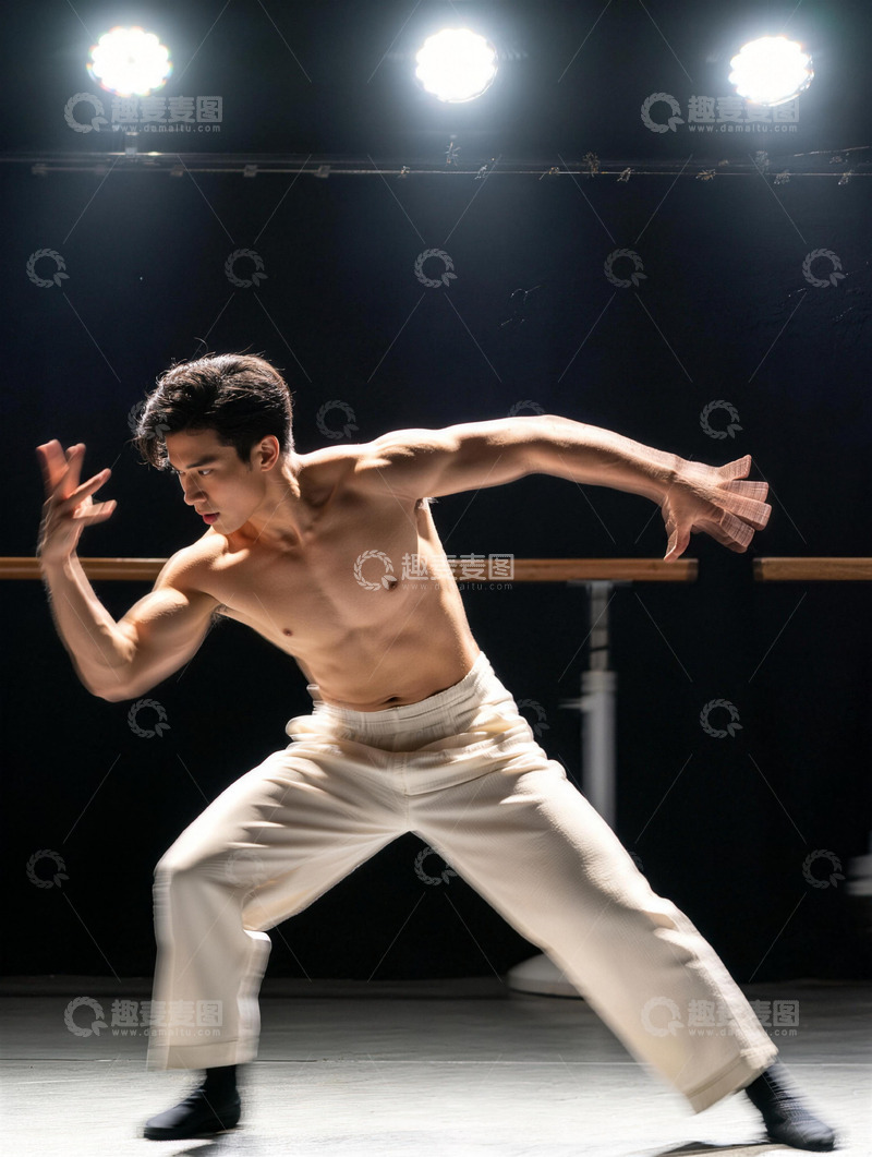高清大图下载【趣麦麦图】舞者肌肉线条武术动作表演