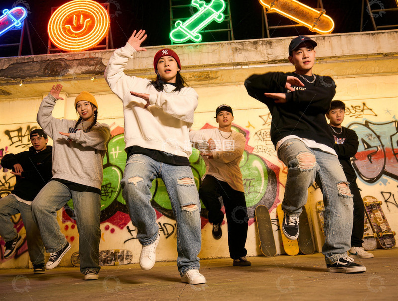 高清大图下载【趣麦麦图】街头街舞青春活力涂鸦墙素材