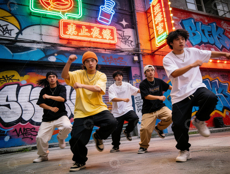 高清大图下载【趣麦麦图】街头街舞青春活力涂鸦墙