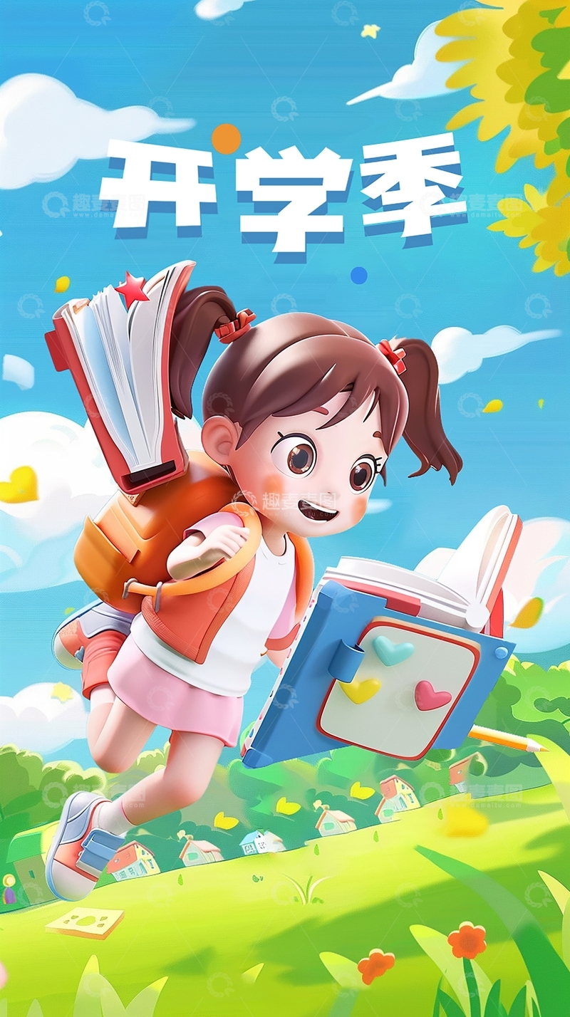 源文件下载【趣麦麦图】-开学季海报设计