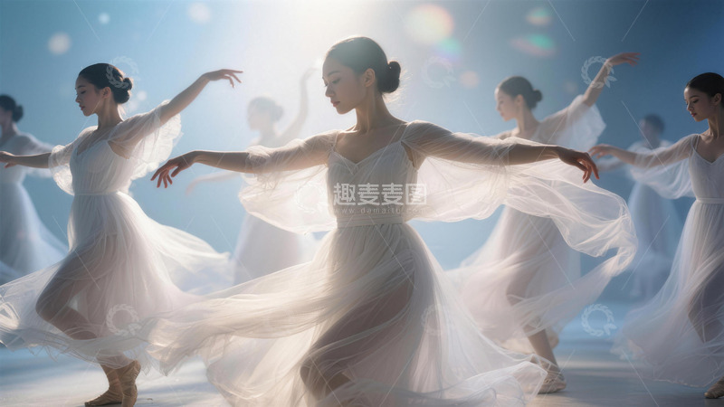 高清大图下载【趣麦麦图】优雅舞蹈白裙舞者们