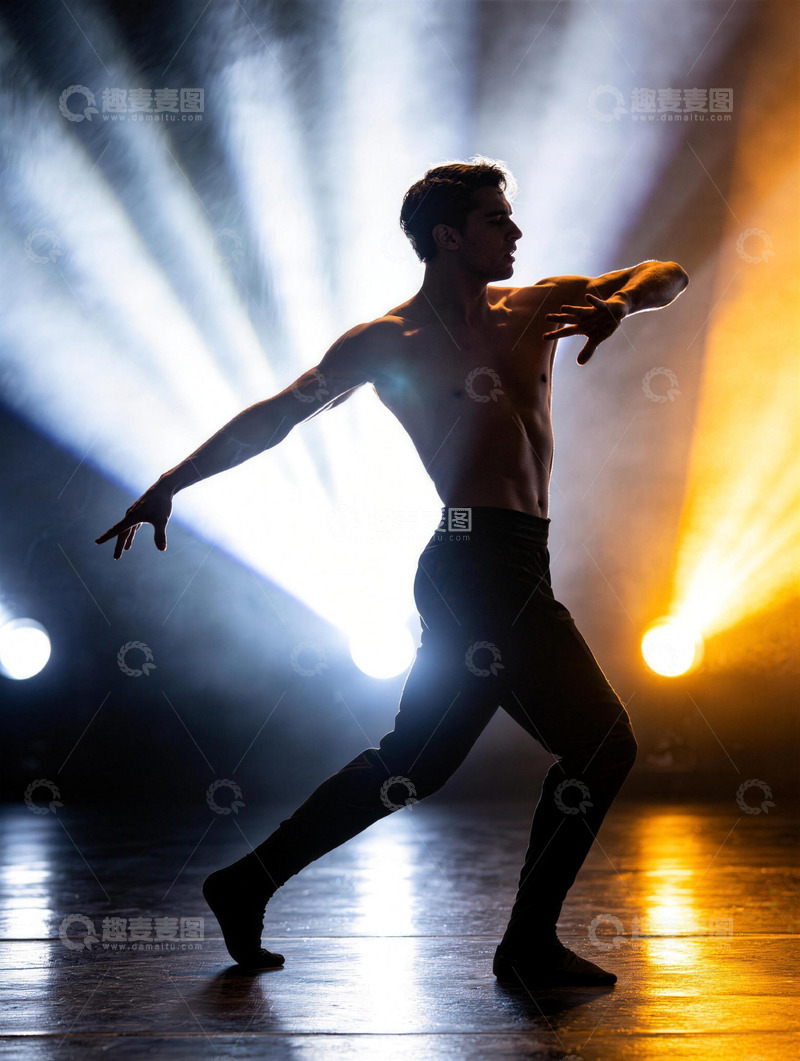 高清大图下载【趣麦麦图】舞台舞者光影剪影