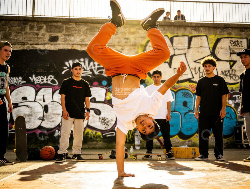 高清大图下载【趣麦麦图】【标题】街头街舞涂鸦青春活力