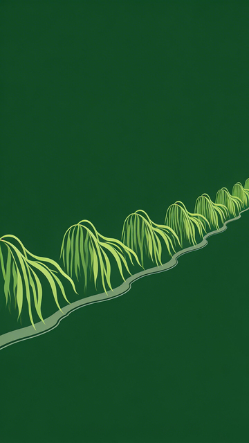 绿色柳枝插画背景