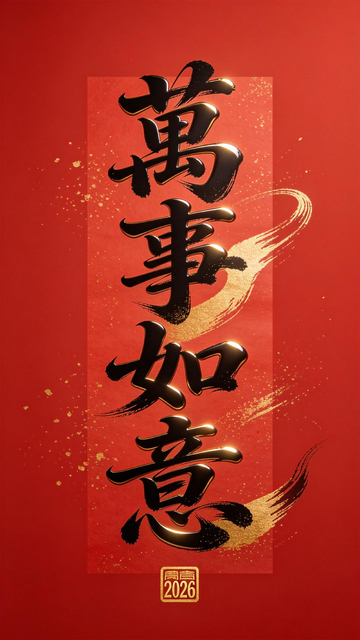 红色喜庆万事如意祝福海报
