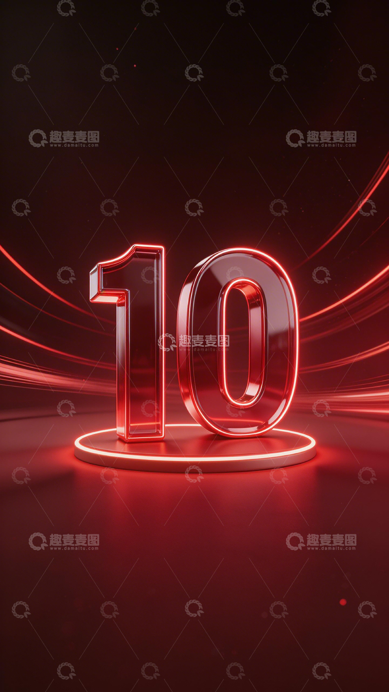 高清大图下载【趣麦麦图】霓虹灯数字10艺术特效设计
