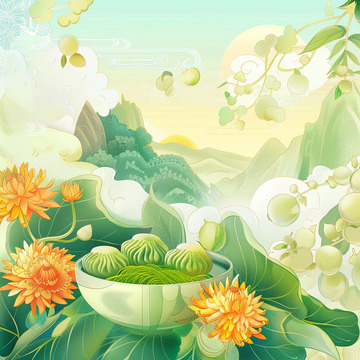 清明节海报绿色氛围