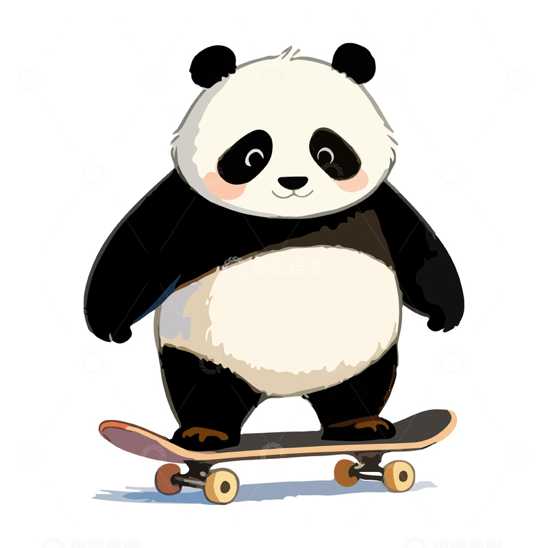 源文件下载【趣麦麦图】卡通熊猫滑板设计图