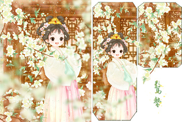 古风少女梨花惊蛰24节气春天分镜插画设计