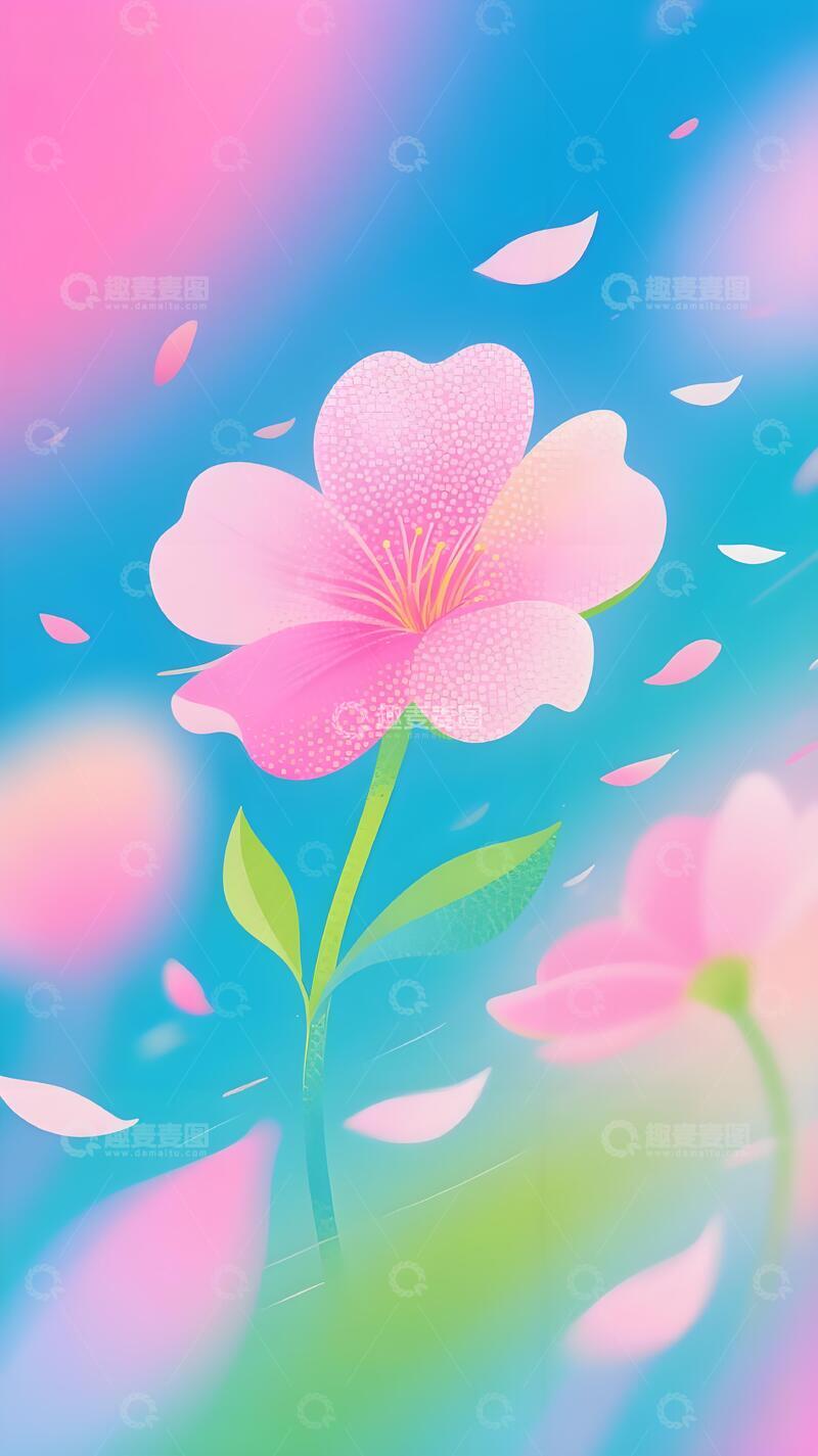 高清大图下载【趣麦麦图】梦幻花卉插画背景壁纸素材