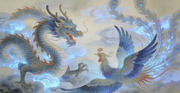 神话风龙凤飞舞插画