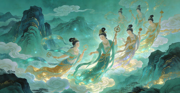古风仙女云端漫步插画