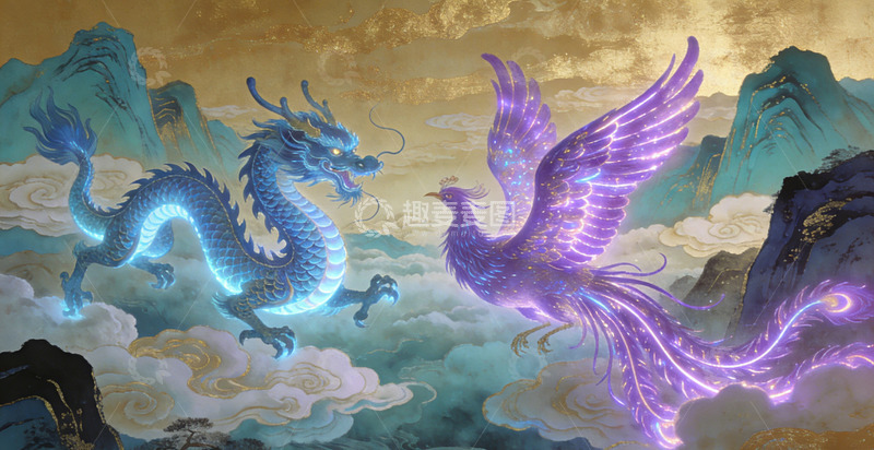 高清大图下载【趣麦麦图】东方神话龙凤呈祥