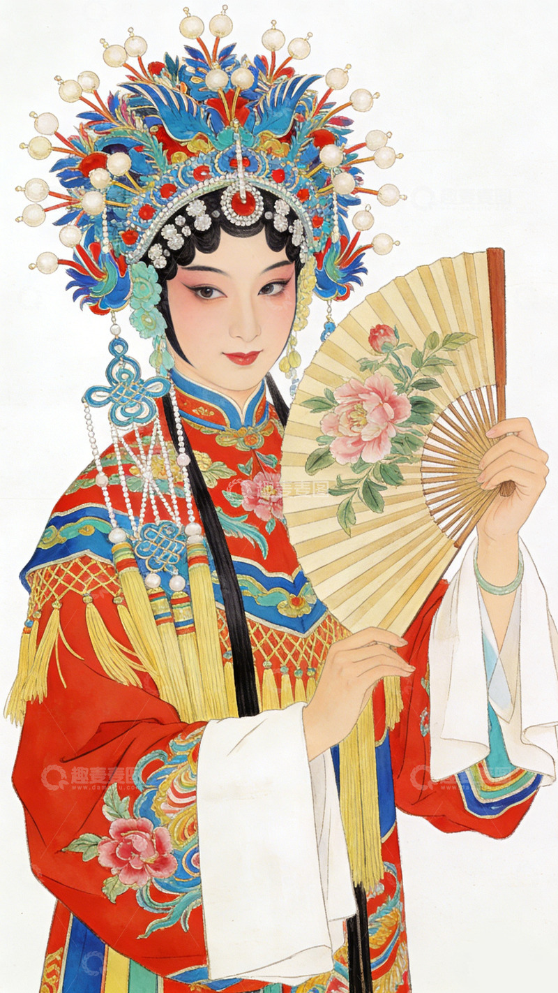 高清大图下载【趣麦麦图】京剧人物水彩画