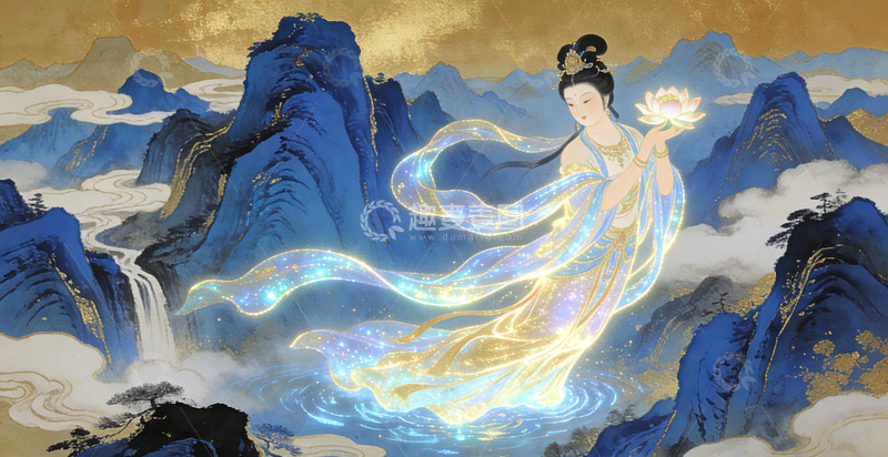 高清大图下载【趣麦麦图】古风仙女山水画艺术插画