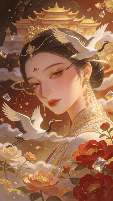 古风华丽女子插画