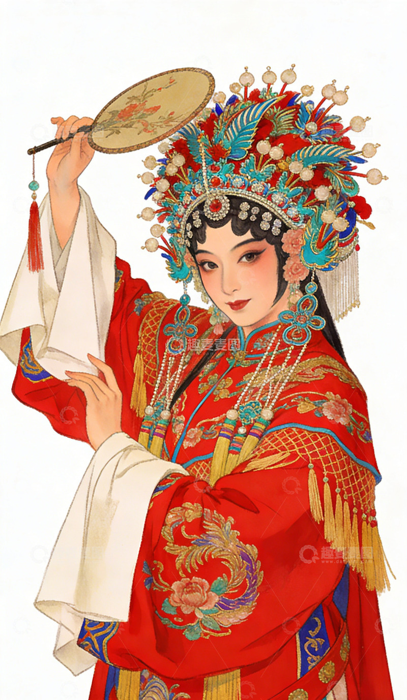 高清大图下载【趣麦麦图】京剧人物水彩画素材