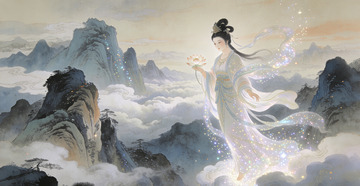 古风仙女云海仙境插画