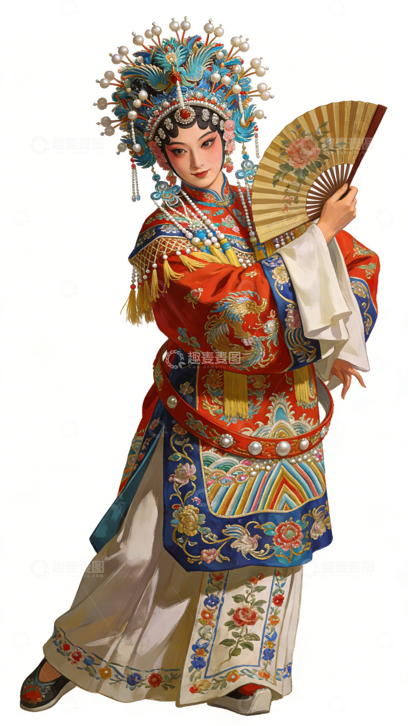 高清大图下载【趣麦麦图】京剧戏服女子扇舞