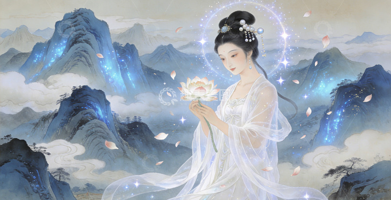 高清大图下载【趣麦麦图】-古风仙女山水画意境插画