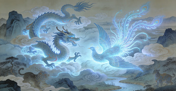 古风神话龙凤绘画艺术作品