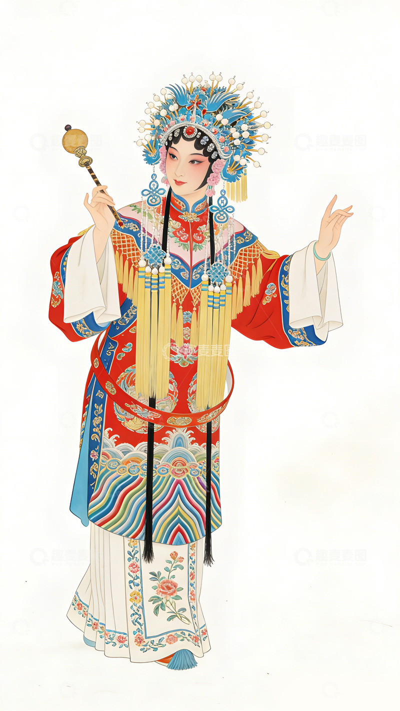 高清大图下载【趣麦麦图】京剧人物水彩画