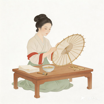 古风女子刺绣插画