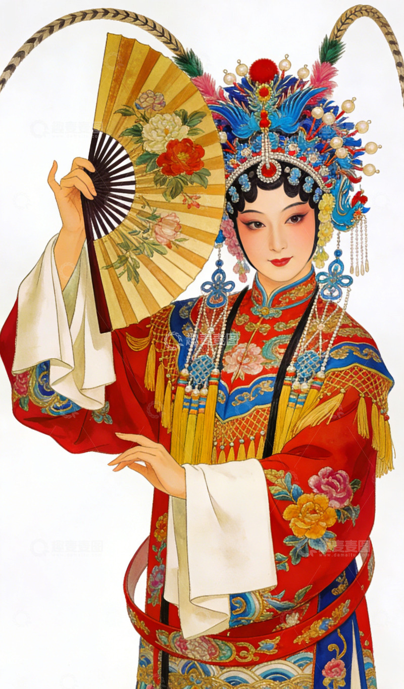 高清大图下载【趣麦麦图】京剧人物服饰插画