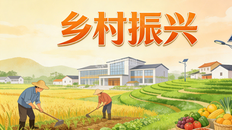 高清大图下载【趣麦麦图】乡村振兴田园风光海报