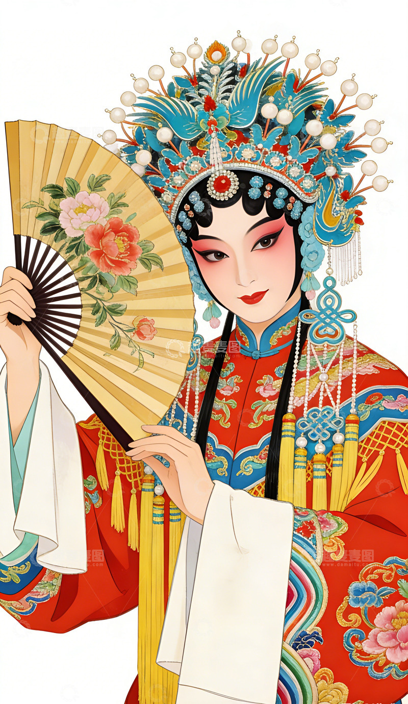 高清大图下载【趣麦麦图】京剧人物插画