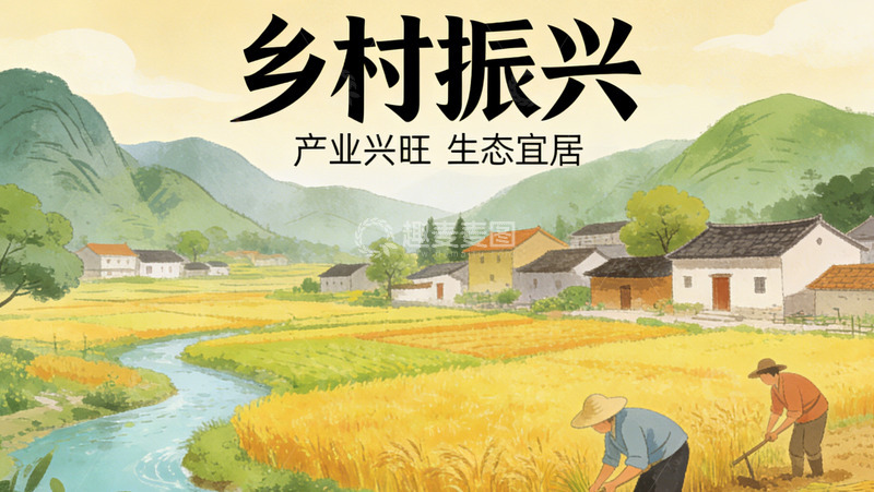 高清大图下载【趣麦麦图】乡村振兴田园风光宣传海报
