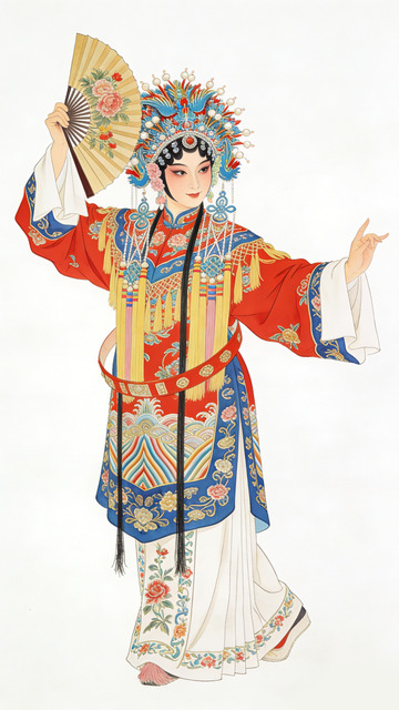传统戏曲人物水彩画