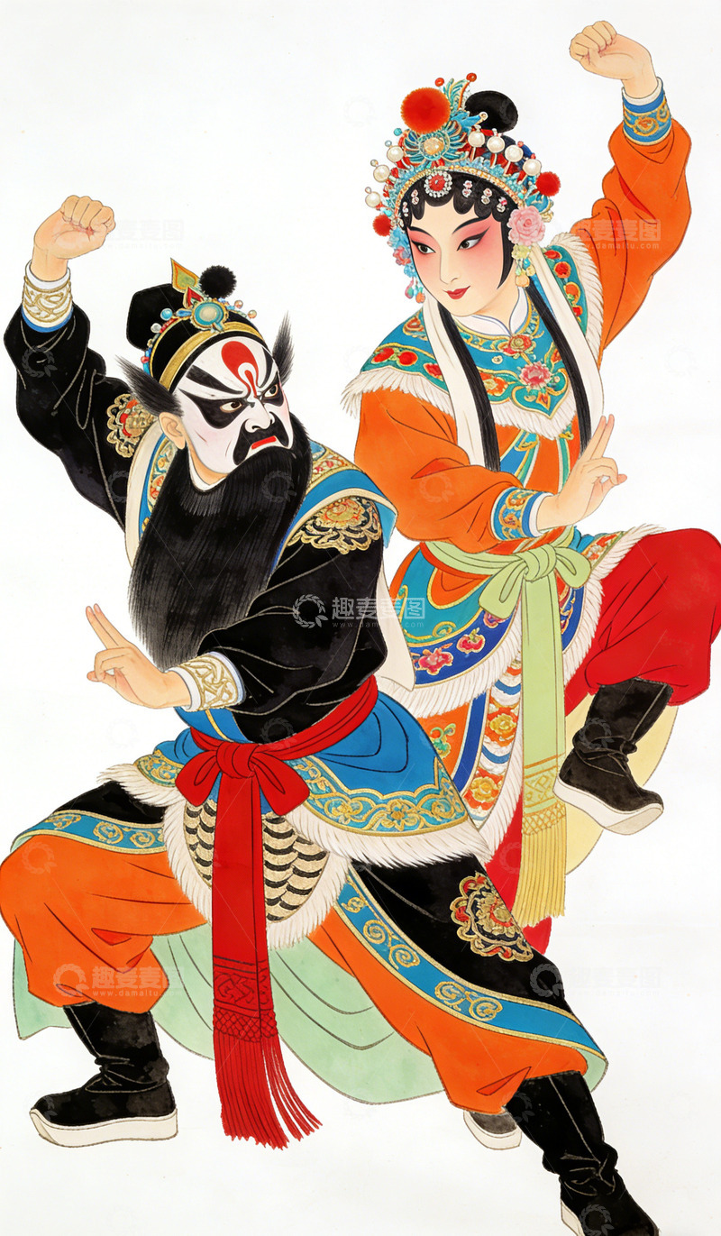 高清大图下载【趣麦麦图】京剧人物彩绘图案